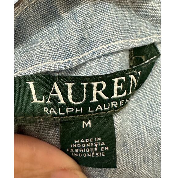 Ralph Lauren blue chambray off shoulder short sleeves top blouse size large - Picture 3 of 10